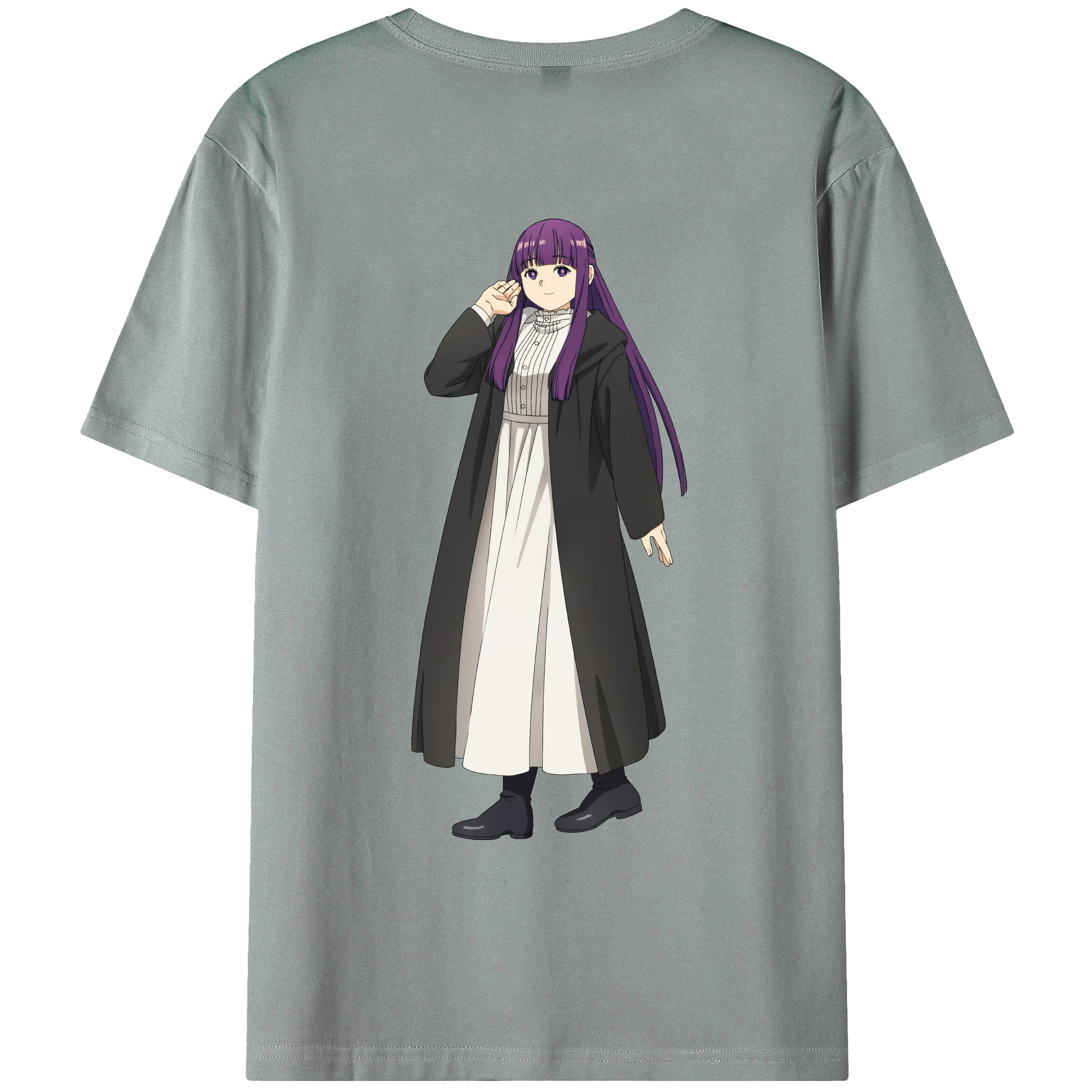 （画像用） 葬送のフリーレン Frieren 綿100％ メンズ半袖Tシャツ（バックプリント） 通気性